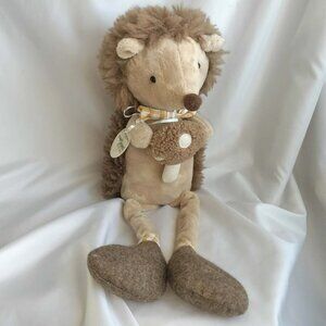 Hedgehog with mushroom stuffed animal shelf sitting door stop Overjoyed Boutique